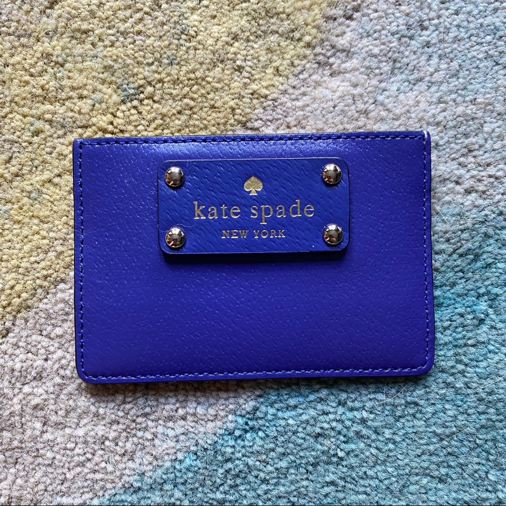 Kate Spade Blue Beige Leather Slim Card Holder